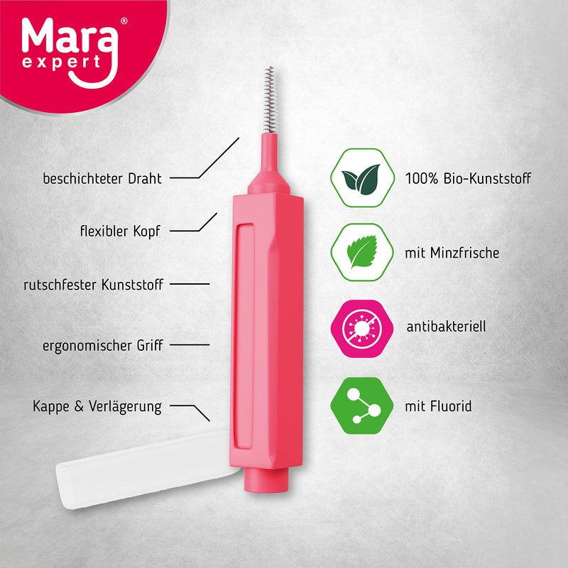 Mara Expert Interdental Brush Red 0.5 Mm Iso 2 Medium Fine 8 Interdental Brushes Bioplastic Brushes For Interdental Spaces With Mint Flavor Chlorhexidine Fluoride - NewNest Australia