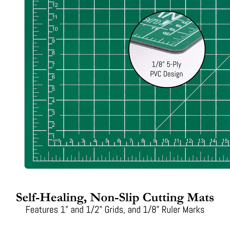 WA Portman Rotary Cutter Set & Cutting Mat for Sewing - 45mm Rotary Cutter for Fabric & 5 Blades - 9x12 Inch Fabric Cutting Mat - 6x12 Inch Acrylic Ruler for Cutting Fabric - Rotary Cutter and Mat Set - NewNest Australia