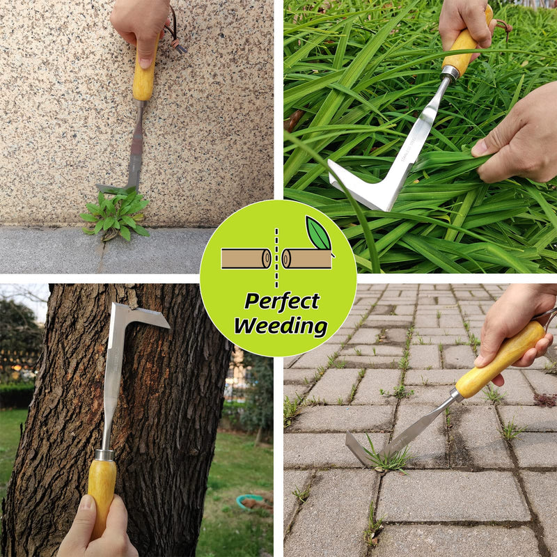 KLDOLLAR Crack Weeder Crevice Weeding Tool, L Shaped with Sharp Blade & Ergonomic Wooden Handle,Sidewalk Puller Spatula, Manual Weeder for Lawn,Garden Tools for Weeding - NewNest Australia