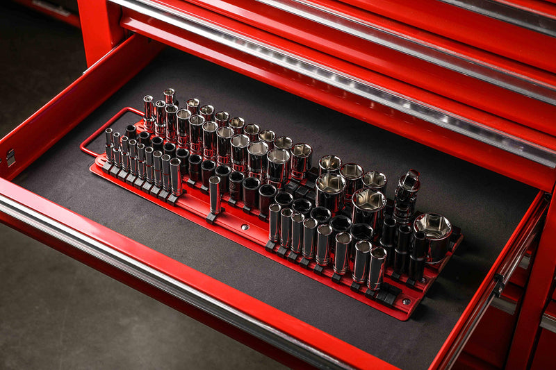 ARES 70177-80-Piece Socket Organizer - 1/4-Inch, 3/8-Inch, and 1/2-Inch Drive Socket Rails Hold 80 Sockets and Keep Your Tool Box Organized Red 80-Piece Socket Organizer - NewNest Australia