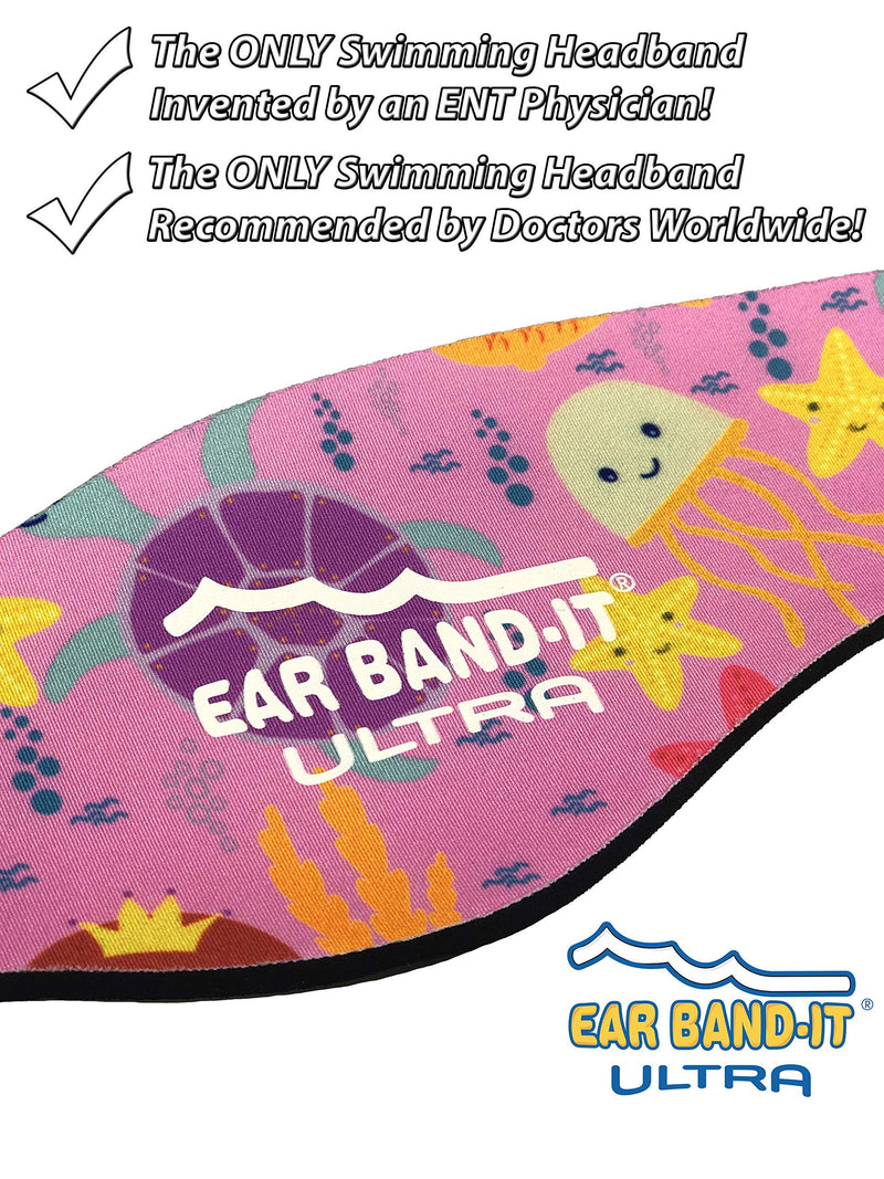 EAR BAND-IT Ultra Swimming Headband - Best Swimmer's Headband - Keep Water Out, Hold Earplugs in - Doctor Recommended - Secure Ear Plugs - Invented by ENT Physician Medium (ages 2 to 8yrs) Sea Life - NewNest Australia
