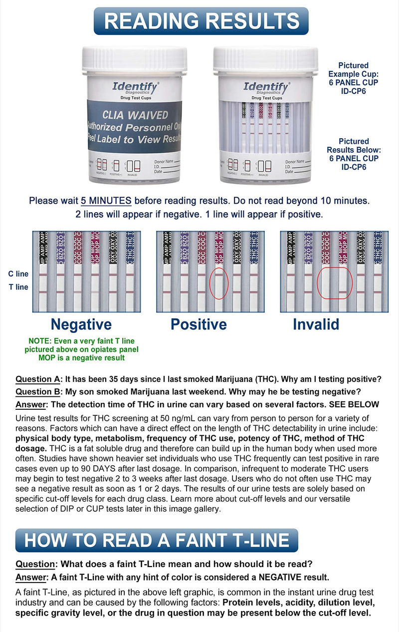 5 Pack Identify Diagnostics 10 Panel Drug Test Cup - Testing Instantly for 10 Different Drugs THC, COC, OXY, MOP, AMP, BAR, BZO, MET, MTD, PCP ID-CP10 (5) 5 - NewNest Australia