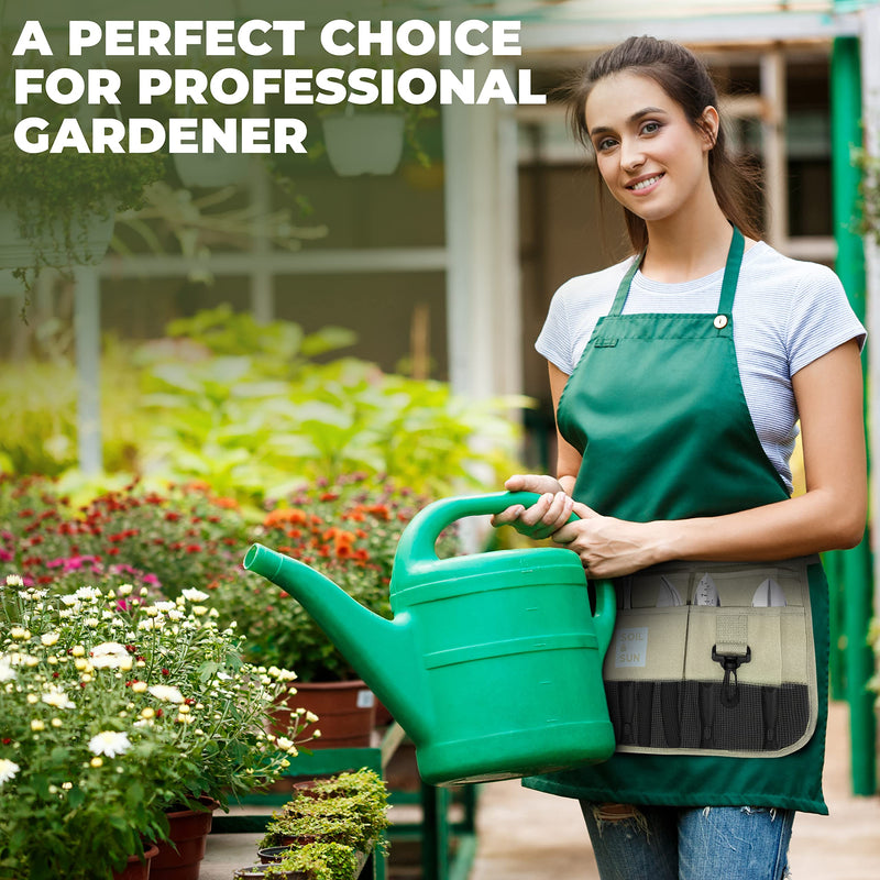 Soil and Sun Utility Belt Pouch-Size Adjustable Garden Apron for Women with Pockets-Durable Canvas Garden Tool Belt for Women Beige - NewNest Australia