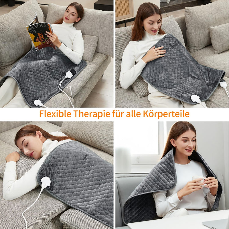 Heating pad, heat pad with automatic switch-off and 6 temperature levels, 80 x 60cm heating pad for back, neck, shoulder, stomach, quick heating, machine washable - NewNest Australia