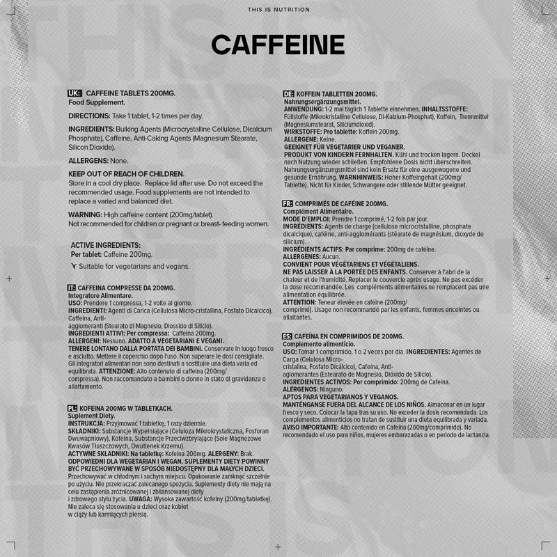 BULK POWDERS Caffeine Tablets BPB-CAFF-T000-0100 - NewNest Australia