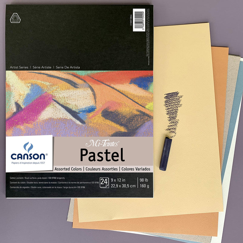 CANSON Mi-Teintes Pastel Pad, Assorted Colors 9"X12" Fold Over (100510864) , White - NewNest Australia