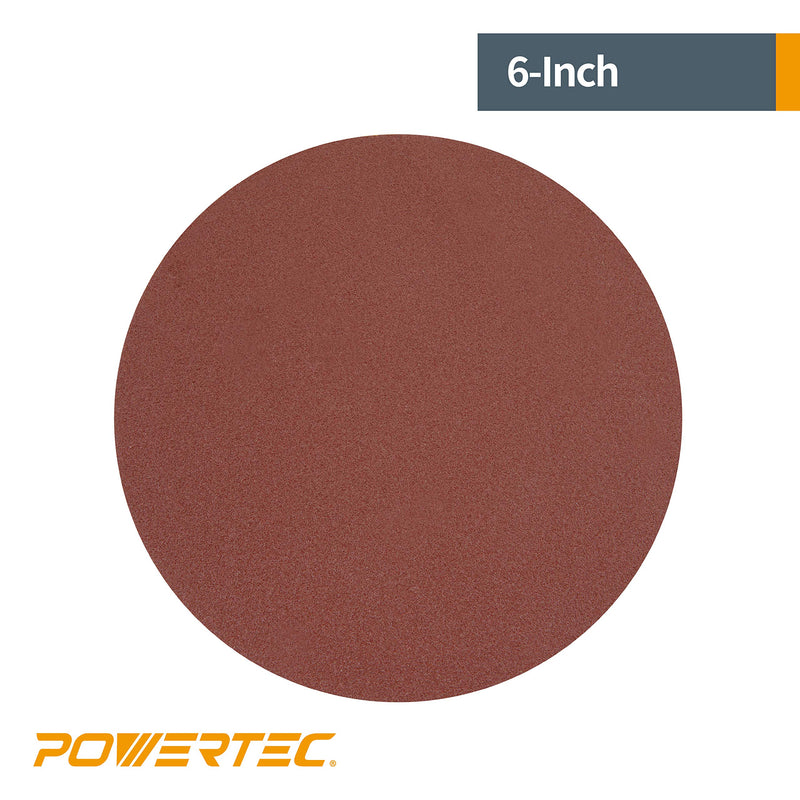 POWERTEC 110260 6-Inch PSA 100 Grit Aluminum Oxide Adhesive Sanding Disc, 10-Pack - NewNest Australia