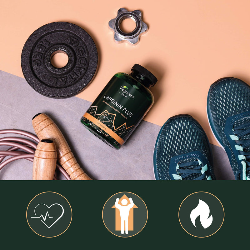 L-Arginine Complex Vegavero® | with Maca, Tribulus Terrestris, Zinc, Cordyceps & Vitamin C | 270 Vegan Capsules | NO Additives, Gelatine or Bulkin Agents - NewNest Australia