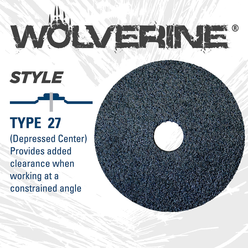 Weiler 62005 Wolverine Zirconia Alumina Resin Fiber Sanding & Grinding Disc, 4-1/2" Diameter, 60 Grit, 7/8" Arbor Hole (Pack of 25) - NewNest Australia