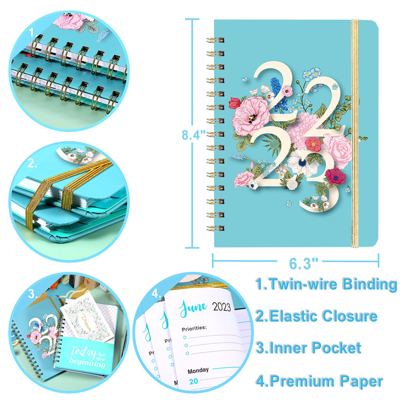 Planner 2022-2023 - July 2022 to June 2023, 2022-2023 Academic Planner with Weekly & Monthly Spreads, 6.3” × 8.5”, Flexible Hardcover, Strong Twin-Wire Binding, Thick Paper, 12 Monthly Tabs, Inner Pocket, Elastic Closure - NewNest Australia