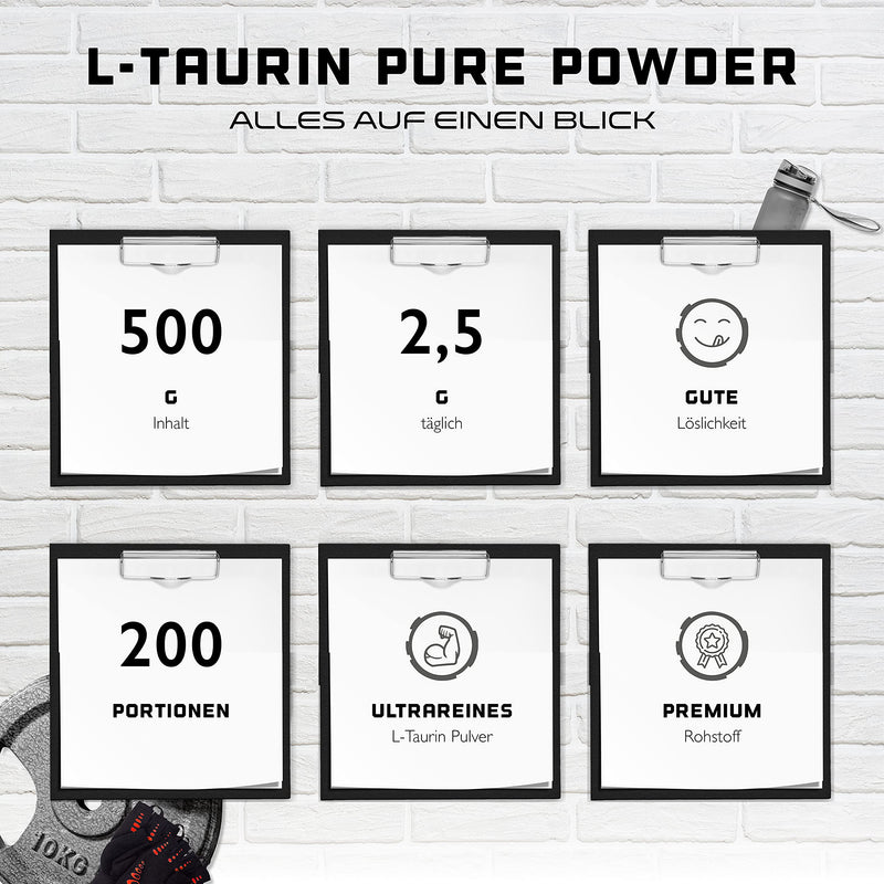 Taurine powder - 500 g - Optimal solubility - Vegan - Pure & without additives - Laboratory-tested premium quality - L-taurine amino acid - German Elite Nutrition - NewNest Australia