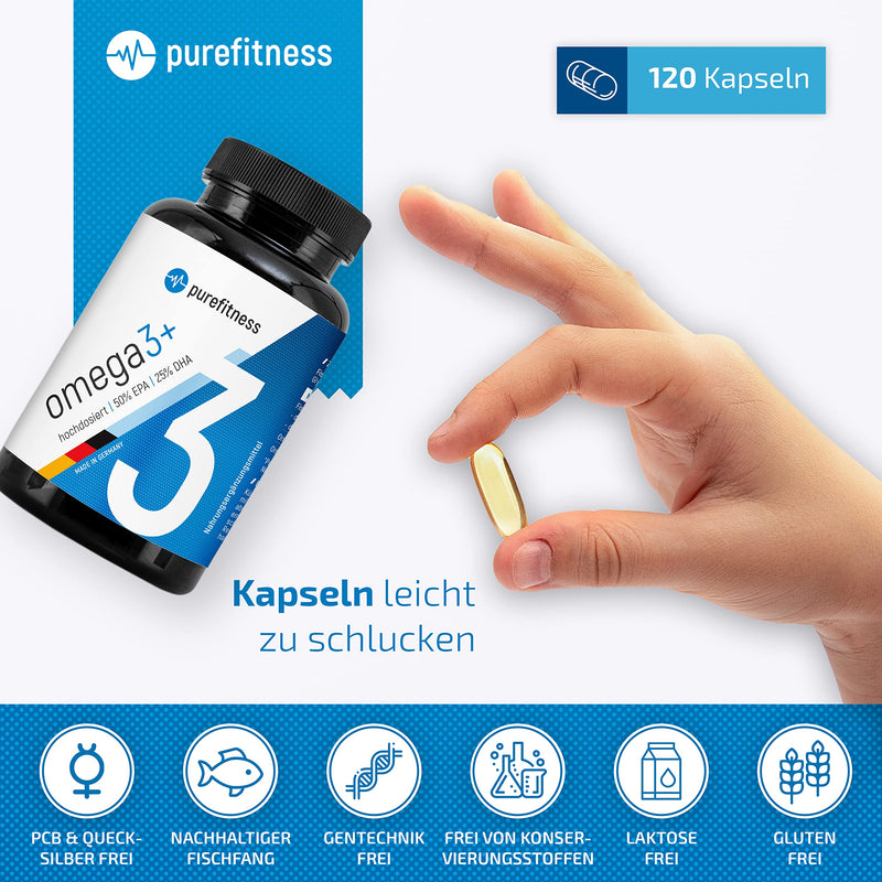 Omega 3+ High Dose 2000 Mg Fish Oil Capsules - Certified Fish Oil - 1000 Mg Epa & 500 Mg Dha - Daily Dose - Premium Quality - Made In Germany - Laboratory Tested - 120 Capsules - NewNest Australia
