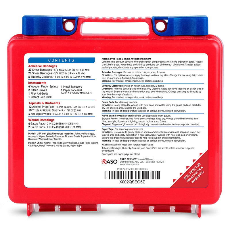Care Science First Aid Kit, 100 Pieces | Professional Use for Travel, Work, School, Home, Car, Survival, Camping, Hiking, and More - NewNest Australia