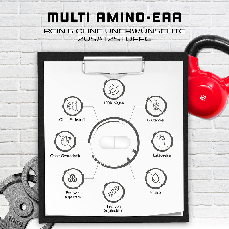 Multi Amino-EAA Pattern Code - 500 tablets with 1000 mg each - Human Code Formula - All 8 essential amino acids - From plant fermentation - High dosage - Vegan - NewNest Australia