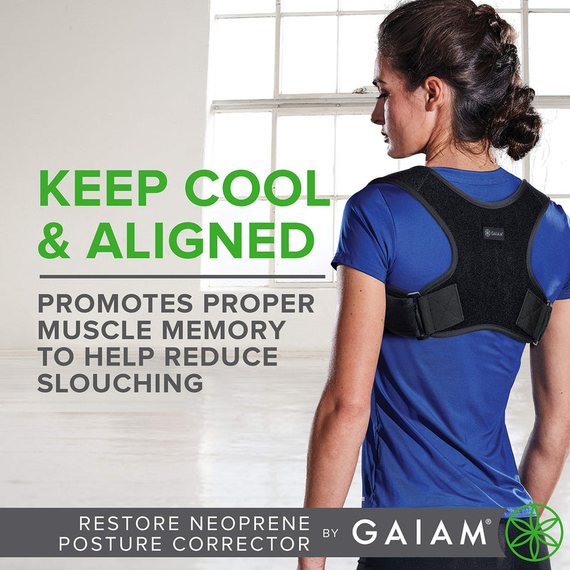 Gaiam Restore Posture Corrector for Women & Men - Neoprene Back Straightener Adjustable Straps Compact Brace Support for Clavicle, Neck, Shoulder, Invisible Pain Relief - NewNest Australia