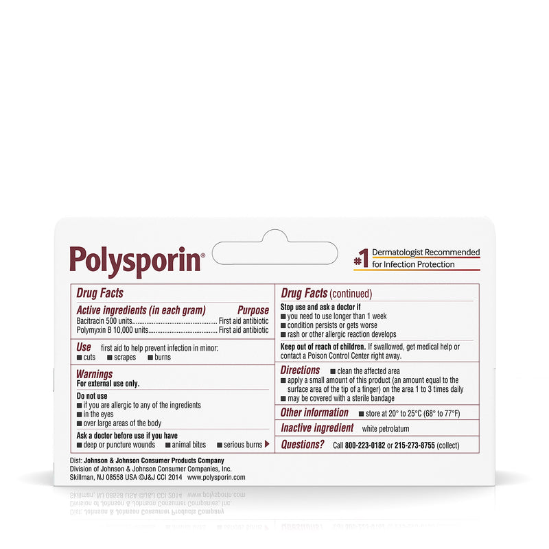 Polysporin First Aid Topical Antibiotic Ointment with Bacitracin Zinc & Polymyxin B Sulfate, For Infection Protection & Wound Care Without Neomycin, Travel Size, 0.5 oz - NewNest Australia