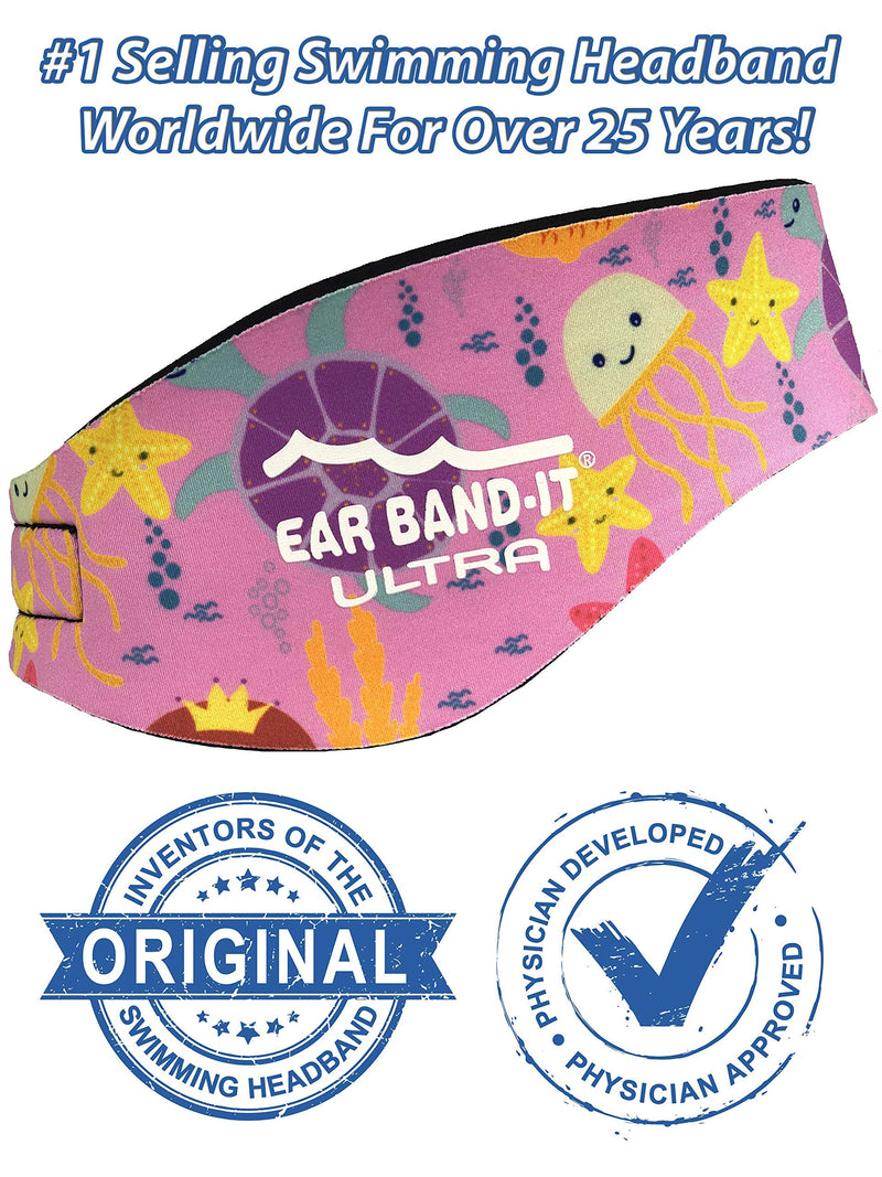 EAR BAND-IT Ultra Swimming Headband - Best Swimmer's Headband - Keep Water Out, Hold Earplugs in - Doctor Recommended - Secure Ear Plugs - Invented by ENT Physician Medium (ages 2 to 8yrs) Sea Life - NewNest Australia