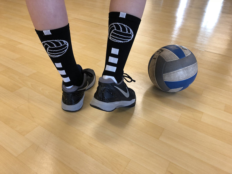 MadSportsStuff Volleyball Socks for Girls, Women & Teens in Crew Length Black/White Large - NewNest Australia