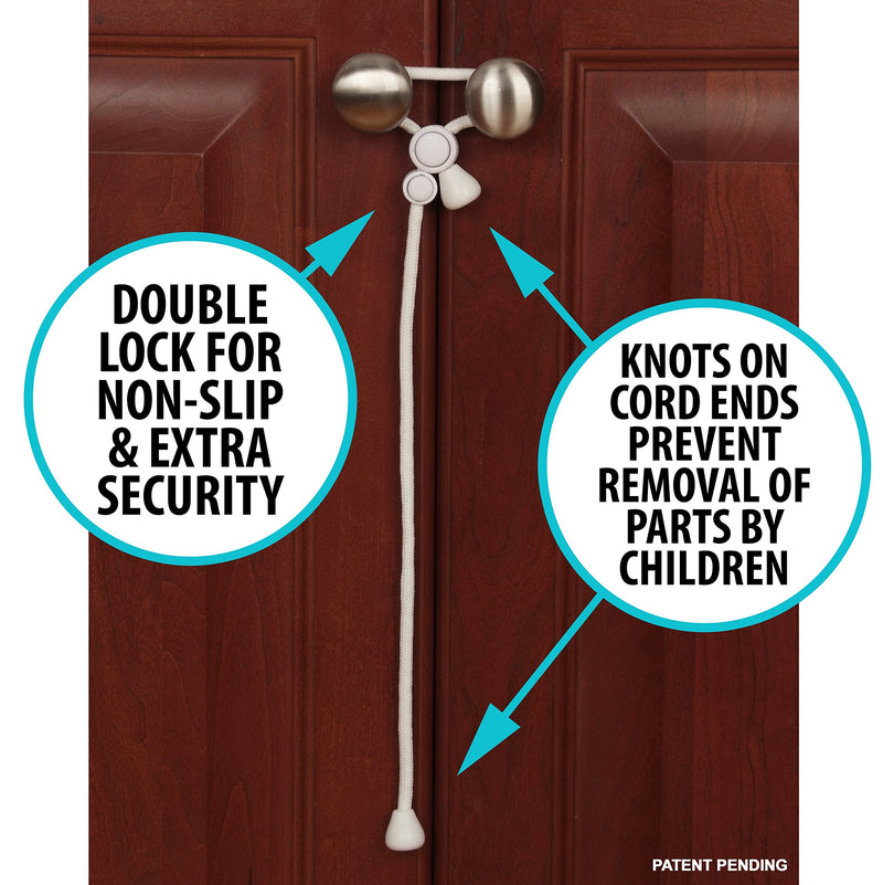 Kiscords Baby Safety Cabinet Locks for Knobs Child Safety Cabinet Latches for Home Safety Strap for Baby Proofing Cabinets Kitchen Door RV No Drill No Screw No Adhesive (White) - NewNest Australia