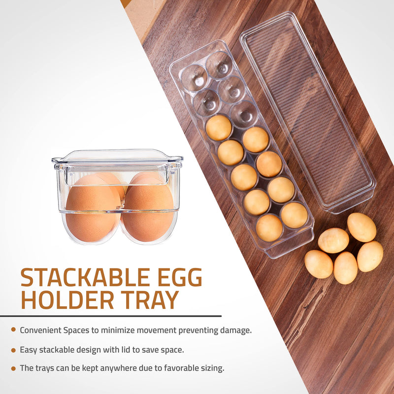 Utopia Home Egg Container For Refrigerator - 14 Egg Container With Lid & Handle, Egg Holder For Refrigerator, Egg Storage & Egg Tray (Pack of 1) - NewNest Australia