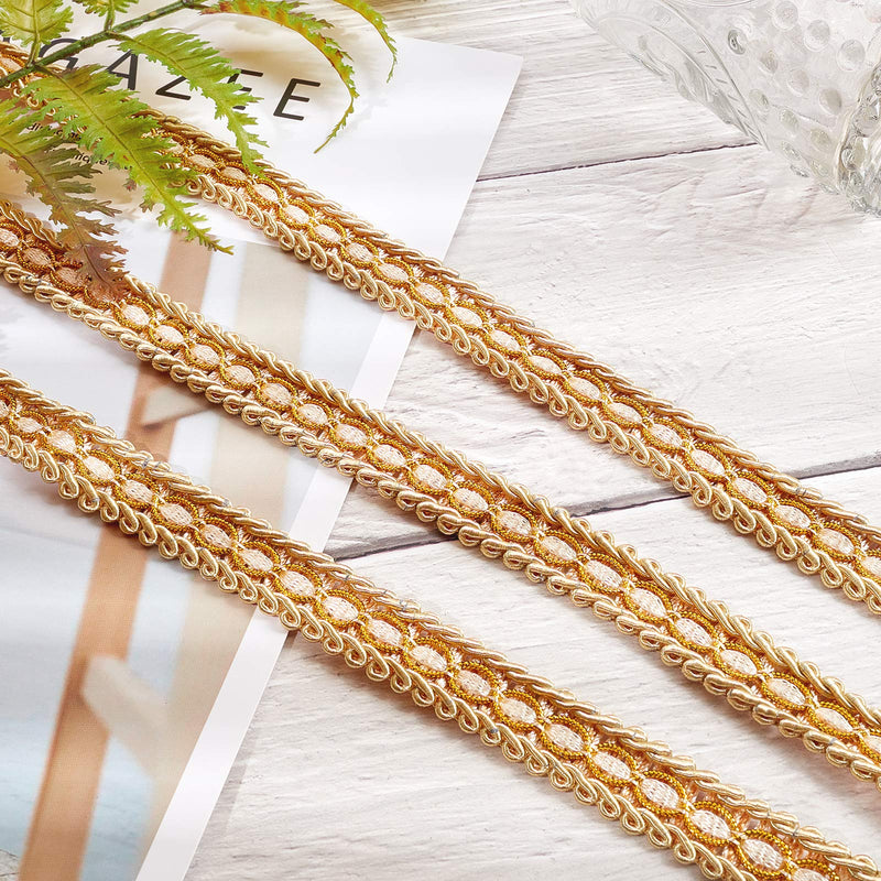 FINGERINSPIRE Gold Braid Trim 5/8" X 12.5 Yards Polyester Ribbon Woven Gimp Fringe Trim for Costume DIY Crafts Sewing Jewelry Making Home Decoration - NewNest Australia