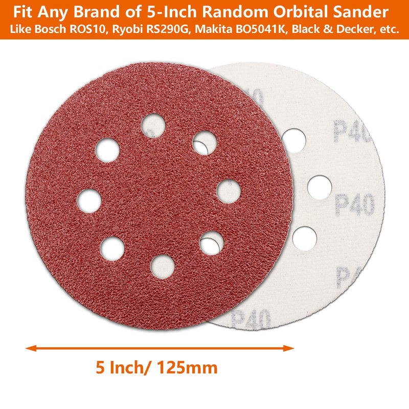 5-Inch Hook and Loop Sanding Discs for Random Orbital Sander, Assorted Sandpaper 40-1000 Grits, 110 PCS - NewNest Australia