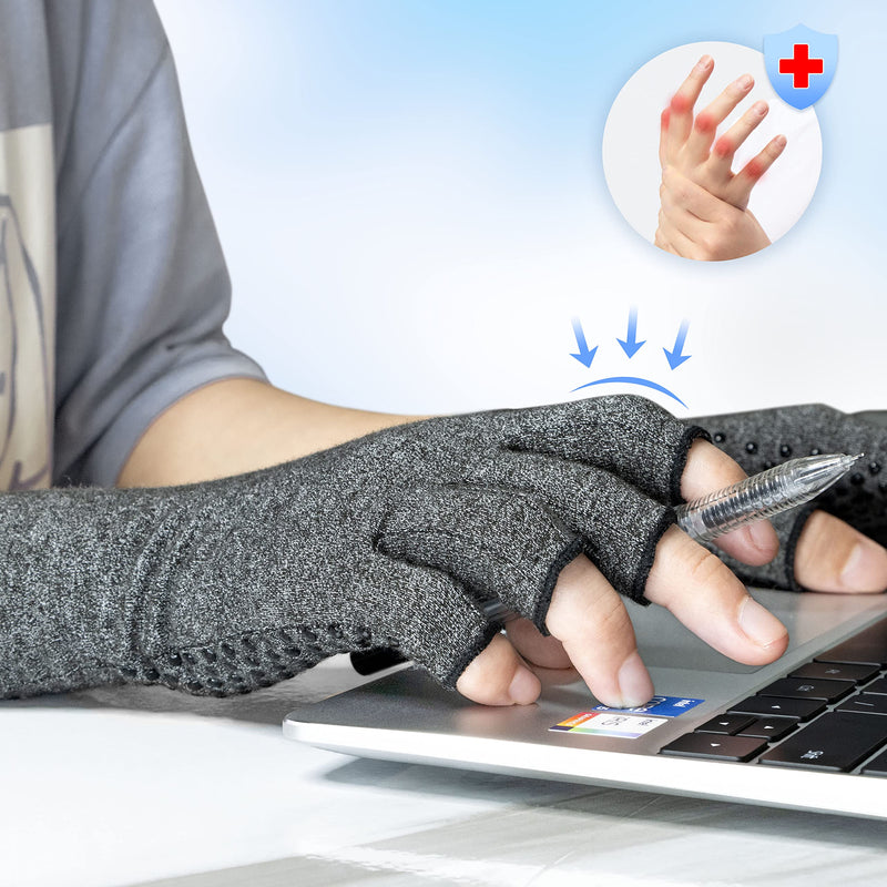 2 Pairs Arthritis Compression Gloves, Hand And Wrist Splint, Non-Slip Fingerless Gloves With Adhesive Dots To Provide Heat And Compression, Help Reduce Circulation, Reduce Pain And Promote Healing, - NewNest Australia