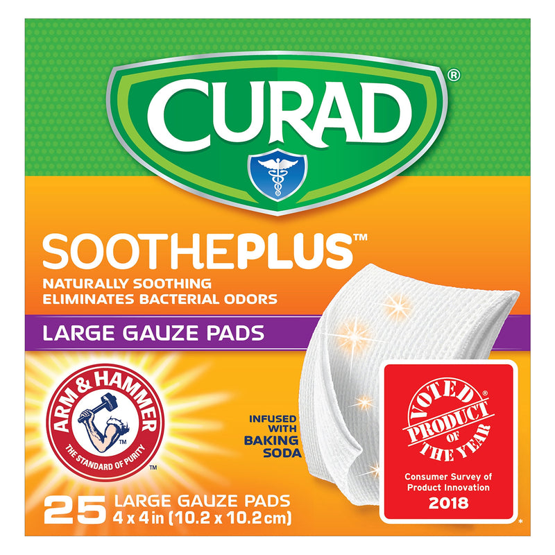 Curad SoothePlus Large Gauze Pads, 4" x 4", White, 25 Count 25 Count (Pack of 1) - NewNest Australia