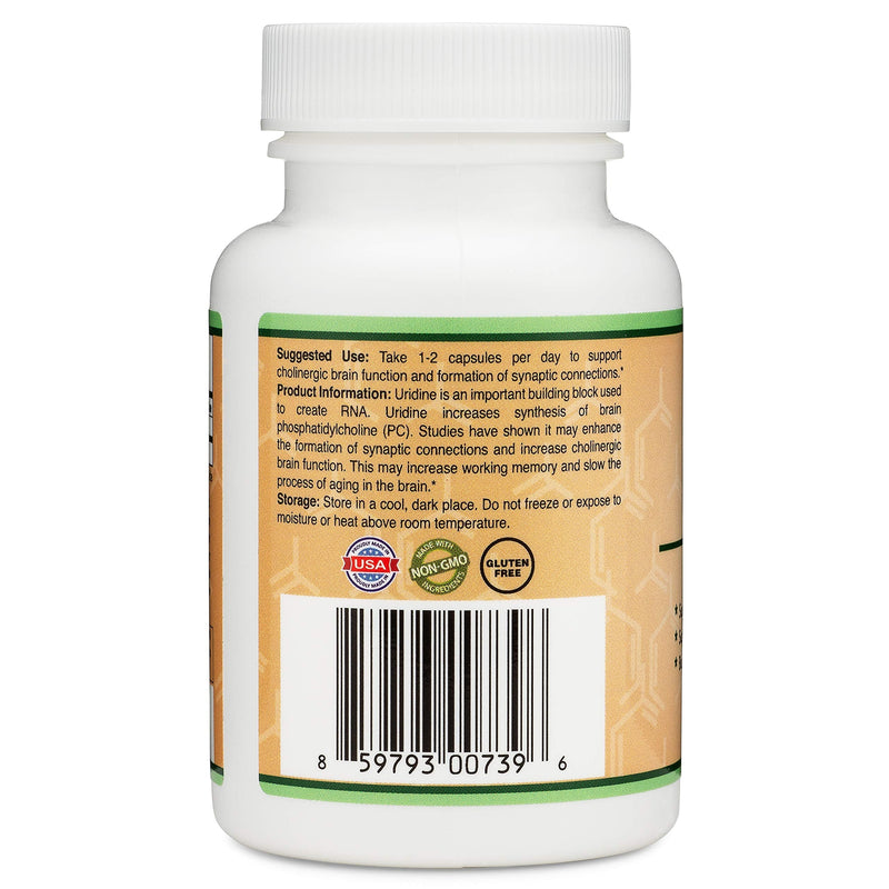 Uridine Monophosphate - Third Party Tested (Choline Enhancer, Beginner Nootropic) 300mg, Manufactured in USA by Double Wood Supplements (60 Capsules) 60 Count (Pack of 1) - NewNest Australia