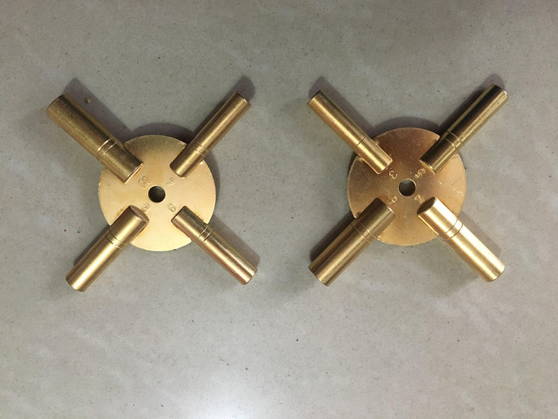 NewNest Australia - 8-Size Solid Brass Clock Winding Keys - 4 Odd & 4 Even Sizes 3 to 10 from Brass Blessing (5191) 