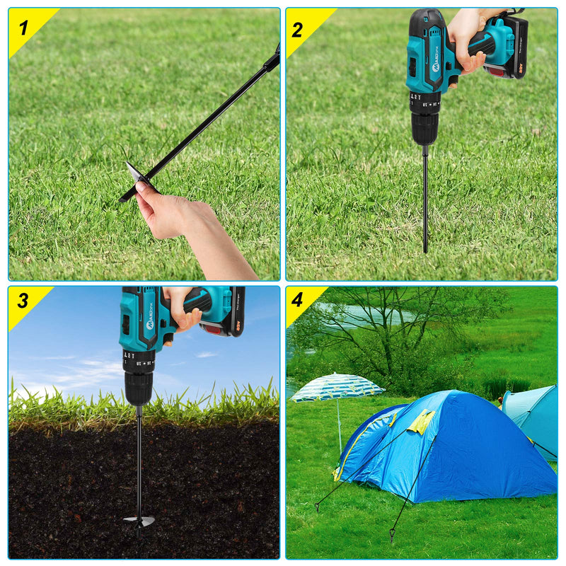 Ground Anchors, AGPtEK 4 Packs Ground Anchor Kit with 15 Inches Long and 0.5 Inches Thick, Ground Anchors Heavy Duty Great for Tents, Canopies, Sheds, Trampoline and Swing Sets - NewNest Australia