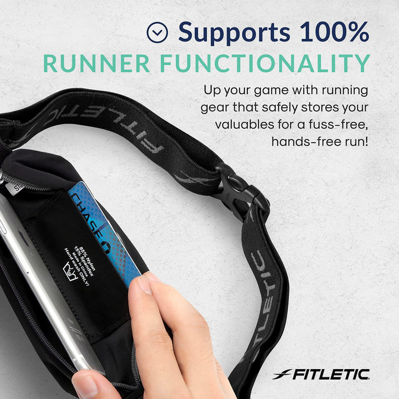 Fitletic - Mini Sport Belt Runners Pouch, Running Waist Belt, Expandable Lycra Running Pouch with Adjustable Band, Waist Pouch for Phone, IDs, and Credit Cards Black - NewNest Australia