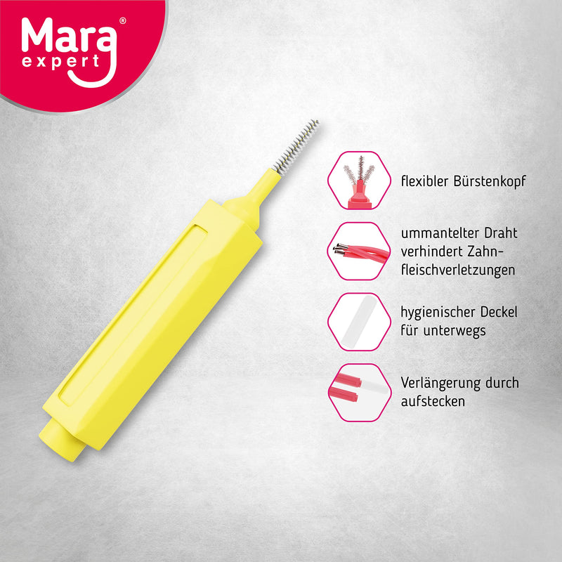 Interdental Brush Yellow Mara Expert 0.7 Mm Iso 4 Medium Wide 8 Interdental Brushes Organic Plastic Brushes For Interdental Spaces With Mint Flavor Chlorhexidine Fluoride - NewNest Australia