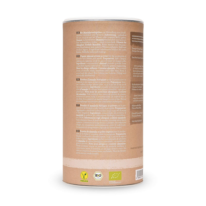 HARVEST REPUBLIC Organic Almond Protein Powder, 1 x 550 g, 50% Protein Content, Organic Food, Well Soluble, Creamy - NewNest Australia