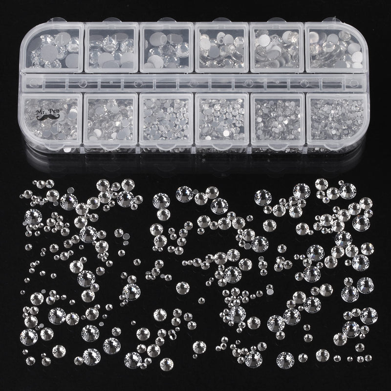 Mr. Pen- Rhinestones, 2000 pcs with Pick Up Tweezer and Rhinestones Picking Pen, 12 Sizes, Flat Back Round Rhinestones, Rhinestones for Crafts, Face gems, Rhinestones for Nails, Rhinestones for Makeup - NewNest Australia