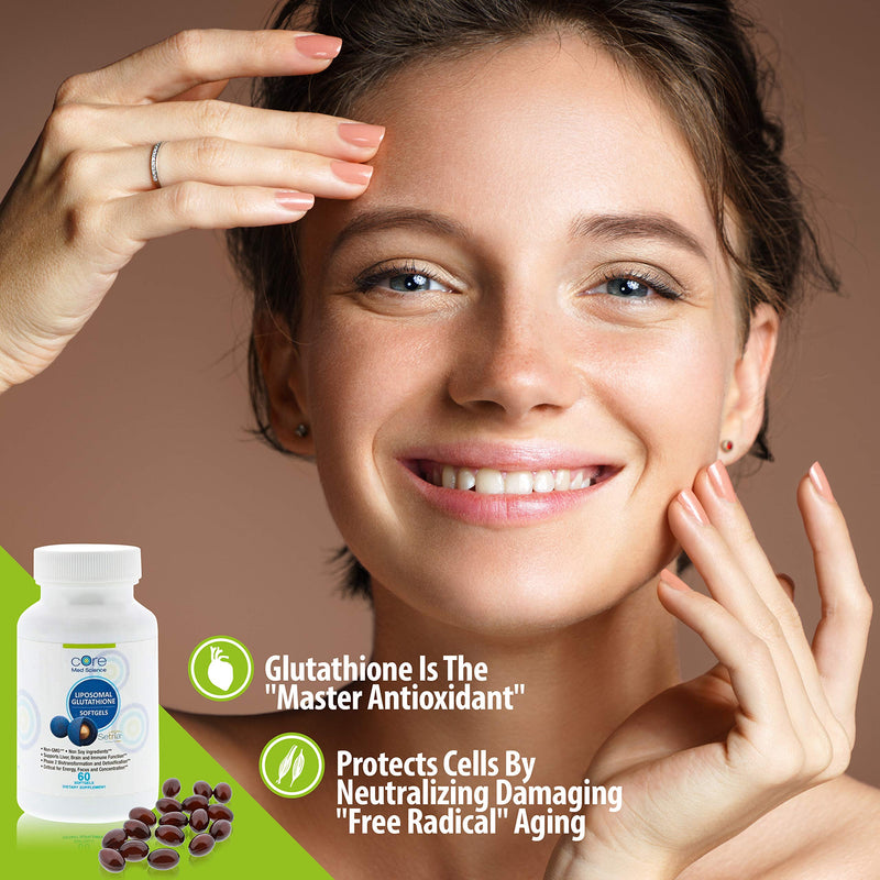 Liposomal Glutathione Softgels NO-Taste - Pure Reduced Setria® Glutathione 500mg - Liver Detox, Brain Function - China-Free Glutathione, Soy-Free Gluten-Free Dairy-Free Non-GMO - 60 Softgels - NewNest Australia