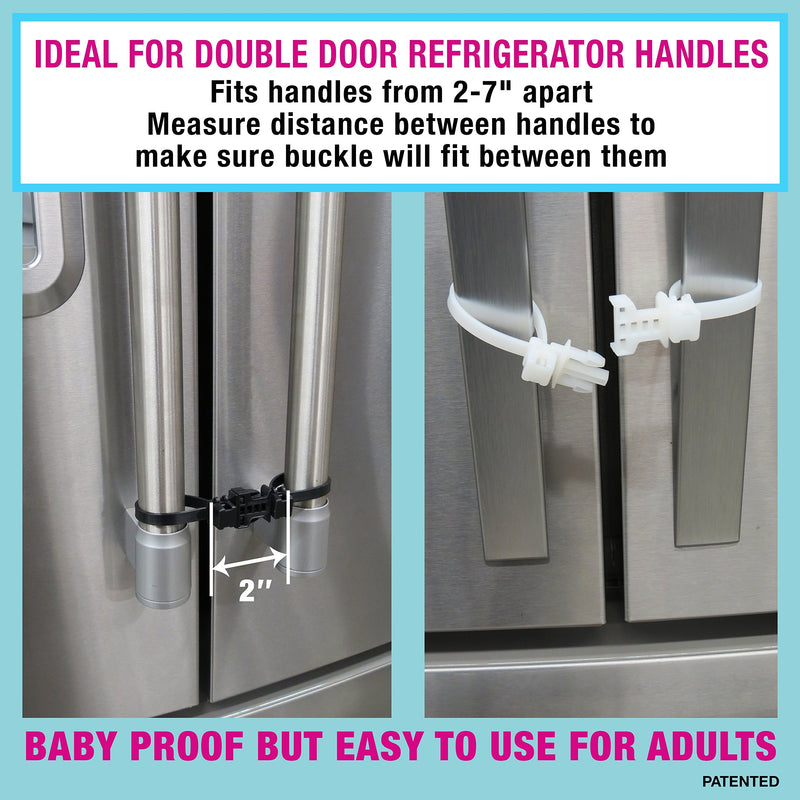 Kiscords Baby Safety Cabinet Locks for Handles Child Safety Cabinet Latches for Home Safety Strap for Baby Proofing Cabinets Kitchen Door RV No Drill No Screw No Adhesive /4 Pack (White) White - NewNest Australia