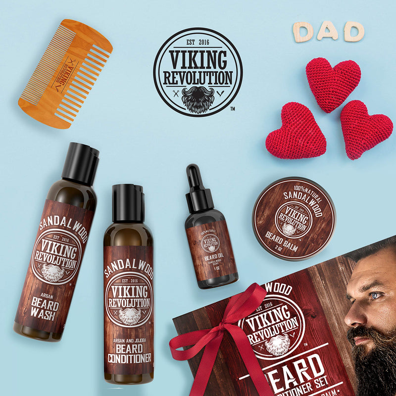 Beard Care Conditioner Men Set - Smooths & Relieves Itching on the Beard - Contains Beard Shampoo, Conditioner, Beard Oil, Balm & Beard Comb - Sandalwood Scent - NewNest Australia