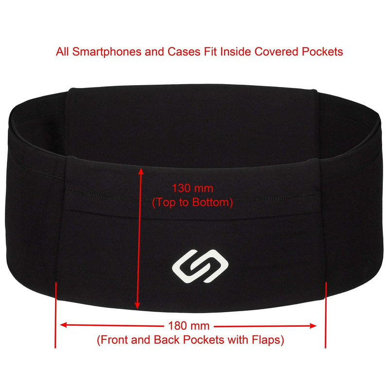 Sporteer VersaMod Running Belt, Workout Waist Pack, Travel Money and Passport Belt for Smartphones and Personal Items (Small, Black) Small - NewNest Australia
