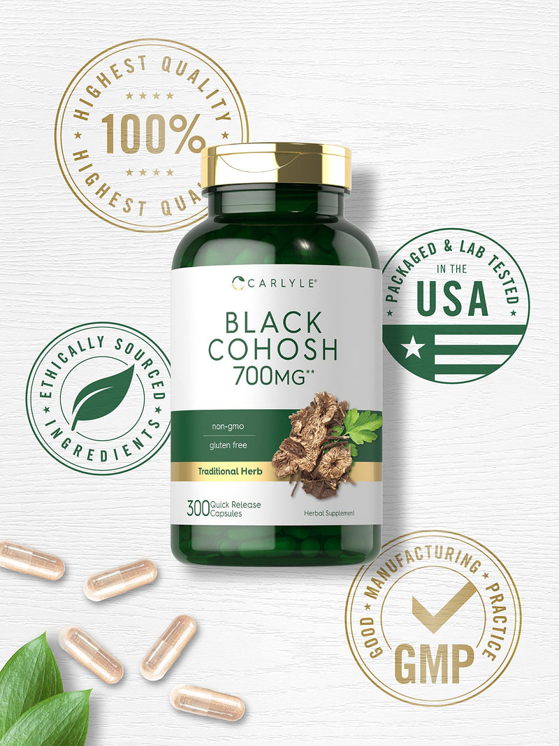 Black Cohosh Capsules | 700mg | 300 Count | Non-GMO, and Gluten Free Formula | Black Cohosh Root Extract Supplement | by Carlyle - NewNest Australia