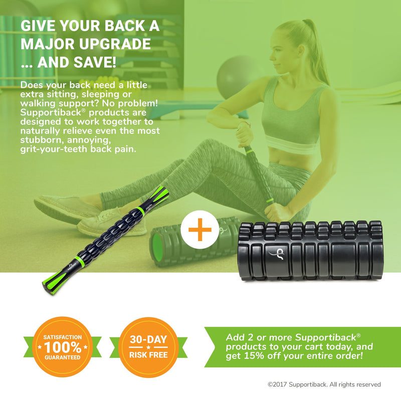 Supportiback 𝗧𝗘𝗡𝗦𝗜𝗢𝗡-𝗥𝗘𝗗𝗨𝗖𝗜𝗡𝗚 Muscle Therapy Massage Stick - 360° Coverage - Ridged Gears for Deep Release - BIO-Based & Carbon-STRENGTHENED - Physiotherapist Designed - NewNest Australia