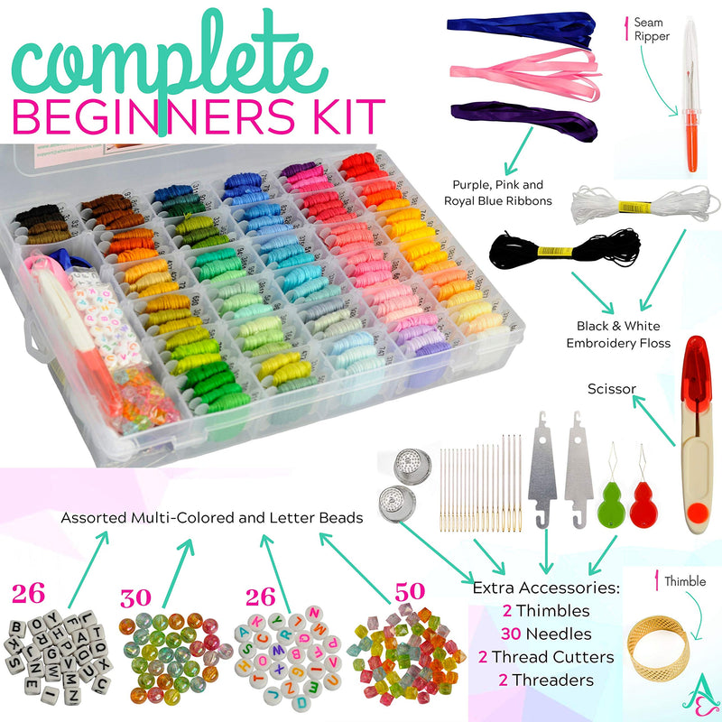 Friendship Bracelet String Kit - 276pcs Embroidery Floss and Accessories - Labeled with Thread Numbers for Cross Stitch Supplies, Embroidery, Cool String Art- Style for Teen or Girls 7 to 12 - NewNest Australia