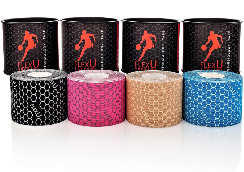 FLEXU - SUPREME KINESIOLOGY TAPE WITH A FREE eBook. Pre-Cut 1 Roll Pack, Black. Synthetic Therapeutic Recovery Tape. Advanced Strength & Flexibility Properties, Longer Lasting, Professional Grade Black 5M Pre-Cut (1 Roll Pack) - NewNest Australia