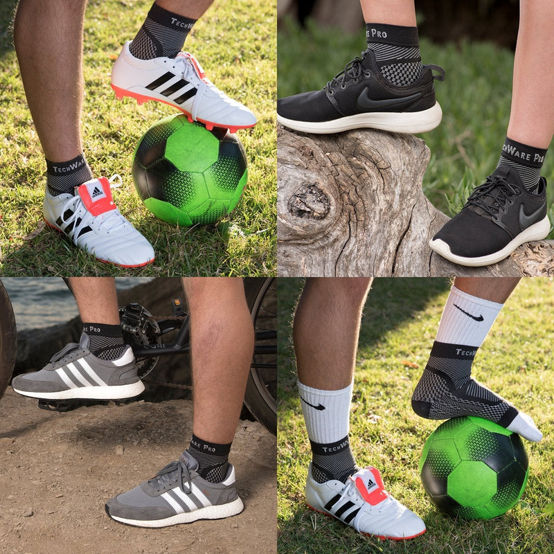 TechWare Pro Ankle Brace Compression Sleeve - Relieves Achilles Tendonitis, Joint Pain. Plantar Fasciitis Sock with Foot Arch Support Reduces Swelling & Heel Spur Pain. Injury Recovery for Sports Black L / XL (see size chart) - NewNest Australia