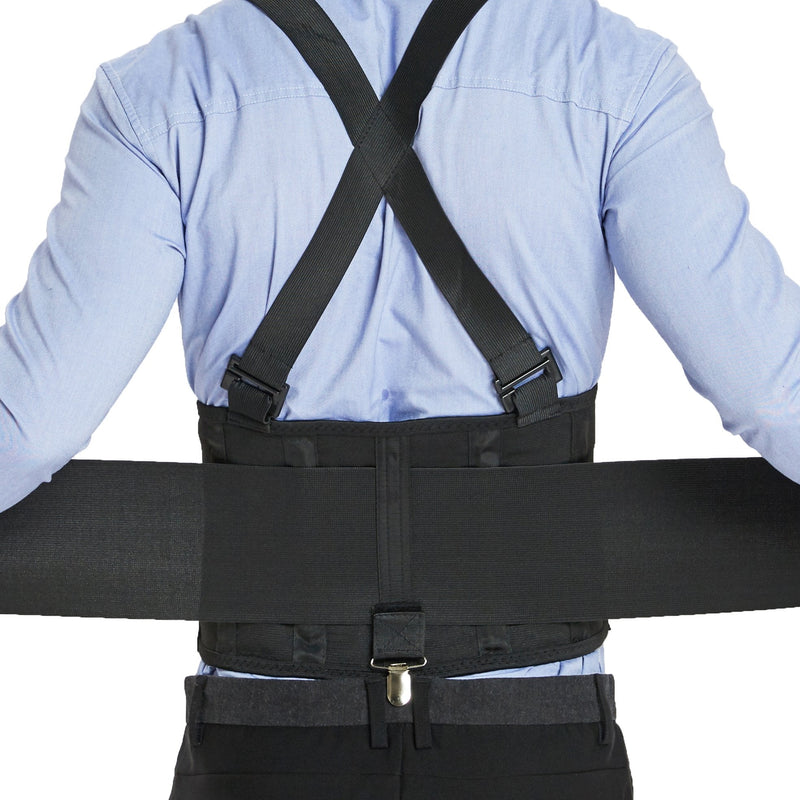 Neotech Care Back Support Belt With Removable Straps And Trouser Clips - Lumbar Support - Adjustable, Lightweight, Breathable - Shoulder Straps - Work - Black (M) - NewNest Australia