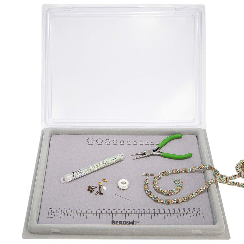 The Beadsmith Treasure Mat Tray, 11 x 14 inches, Bead Board, Grey Flocked, with Cover, Design Boards for Jewelry Making … - NewNest Australia