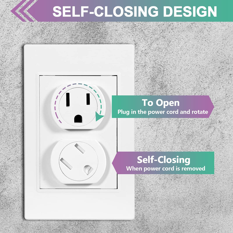 Outlet Covers (28 Pack) Self-Closing Child Proof Socket Covers 3-Prong Swivel Outlet Plug Covers Upgraded Adhesive Installation Comes with Extra Sticker Electrical Outlet Protectors for Baby - NewNest Australia