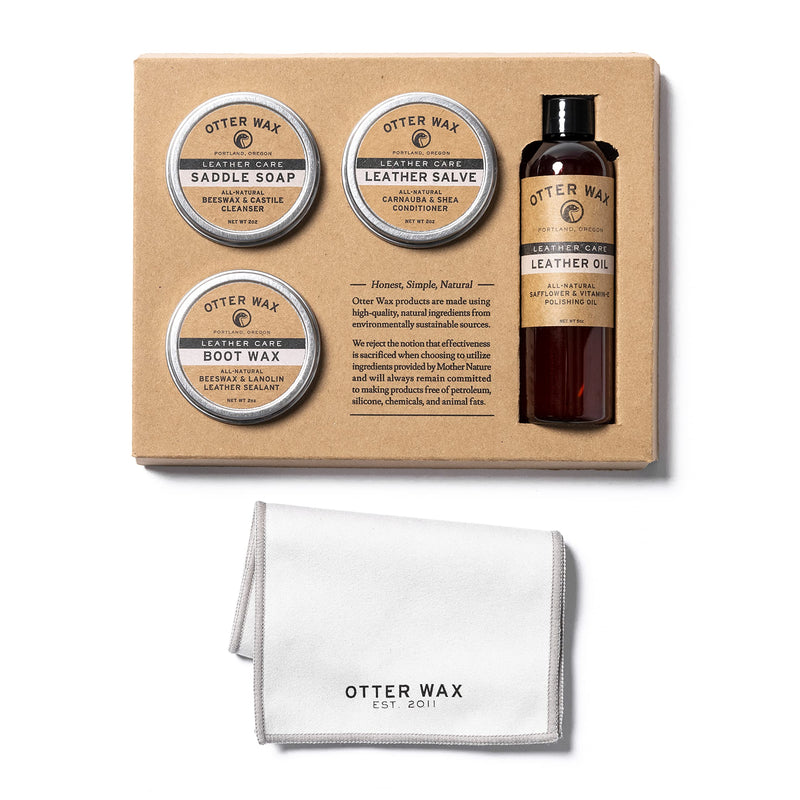 Otter Wax Leather Care Kit | 100% All-Natural Leather Care Products | Made in The USA | Includes Saddle Soap & Leather Salve | Color Safe | Ideal for Shoes, Boots, Jackets, Car Interiors - NewNest Australia