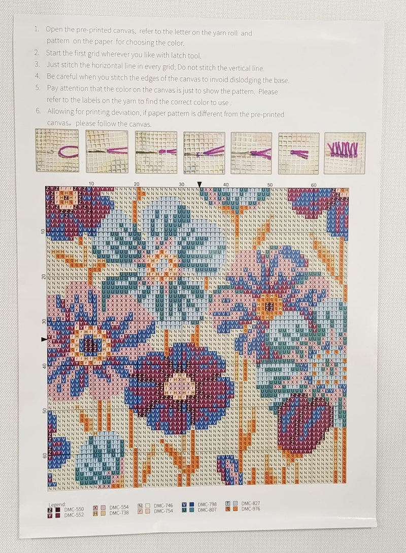 LAPATAIN Latch Hook Kits for DIY Throw Pillow Cover,Purple Flowers Pattern Needlework Cushion Cover Hand Craft Crochet for Great Family 17x17inch Style A - NewNest Australia
