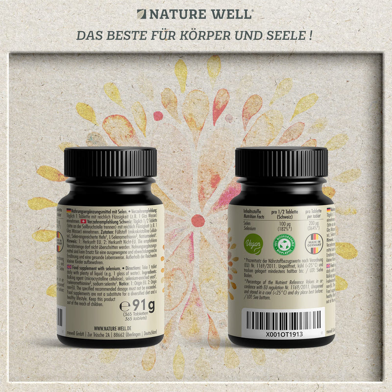 High-dose selenium 365x 200µg tablets Complex from 3 high-quality selenium sources: selenium yeast, selenomethionine & sodium selenite, without unwanted additives, 100% vegan 1x 365 tablets - NewNest Australia
